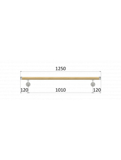 Madlo drevené (1250mm), materiál: buk, brúsený povrch s náterom BORI (bezfarebný), set: 2 ks úchyt, madlo s nerezovým ukončením