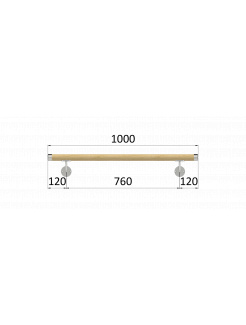 Madlo drevené (1000mm), materiál: buk, brúsený povrch s náterom BORI (bezfarebný), set: 2 ks úchyt, madlo s nerezovým ukončením