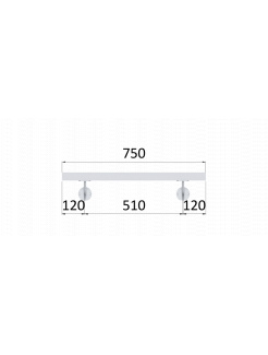 Madlo 750mm (set:2ks úchyt, madlo 40x40mm s ukončením), brúsená nerez K320 /AISI304