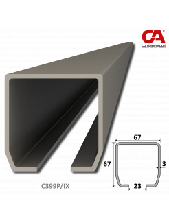 C profil PICOLLO (67x67x3mm) Combi Arialdo nerezový, pre samonosný systém, nerez bez povrchovej úpravy /AISI304, dĺžka 2m