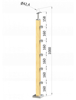 Drevený stĺp, vrchné kotvenie, 5-radový, priechodný