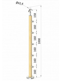 Drevený stĺp, vrchné kotvenie, 5-radový, priechodný