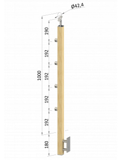 Drevený stĺp, bočné kotvenie, 4-radový, priechodný, vonkajší