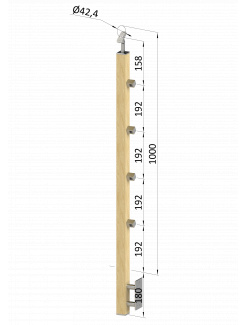 Drevený stĺp, bočné kotvenie, 4-radový, priechodný, vnútorný