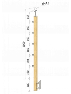 Drevený stĺp, bočné kotvenie, 5-radový, priechodný, vonkajší