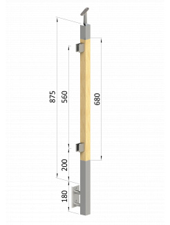 Drevený stĺp, bočné kotvenie, výplň: sklo, ľavý