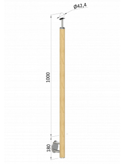 Drevený stĺp, bočné kotvenie, bez výplne