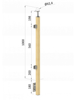 Drevený stĺp, bočné kotvenie, výplň: sklo, koncový, ľavý