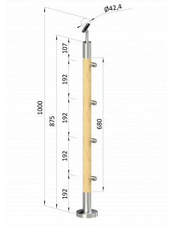 Drevený stĺp, vrchné kotvenie, 4-radový, priechodný