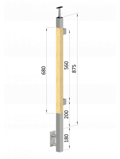 Drevený stĺp, bočné kotvenie, výplň: sklo, ľavý