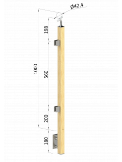 Drevený stĺp, bočné kotvenie, výplň: sklo, koncový, ľavý