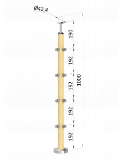 Drevený stĺp, vrchné kotvenie, 4-radový, rohový: 90°