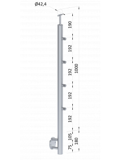Nerezový stĺp, bočné kotvenie, 4-radový priechodný