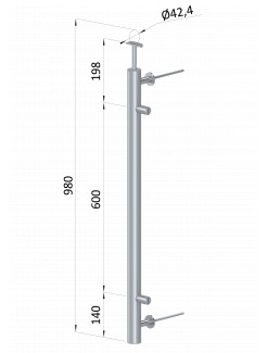 Nerezový stĺp, bočné kotvenie, výplň: plech, pravý