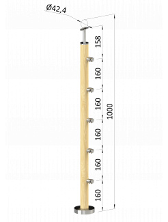 Drevený stĺp, vrchné kotvenie, 5-radový, priechodný