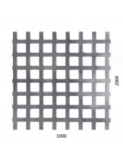 Dierovaný plech Fe, otvor:10x10mm, rozteč:15mm,1000x2000x1mm