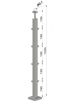 Nerezový stĺp, vrchné kotvenie, 4-radový rohový
