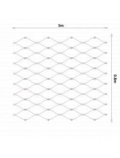 Nerezová sieť, 0,8x5m, oko 50x50mm, hrúbka 1,5mm, AISI316
