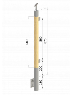 Drevený stĺp, bočné kotvenie, výplň: sklo, ľavý
